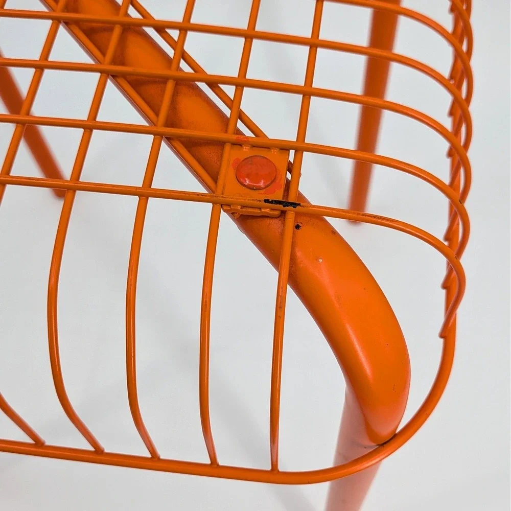 IKEA VÄSTERÖN Orange Metal Wire Stool Vintage Discontinued Modern Design